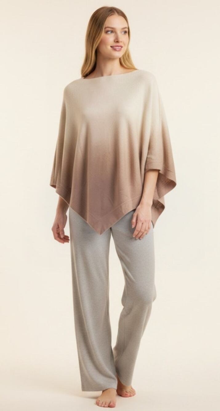 BAREFOOT DREAMS CozyChic Ultra Lite Ocean Breeze Poncho Ombré Rose Mist OS PLUS